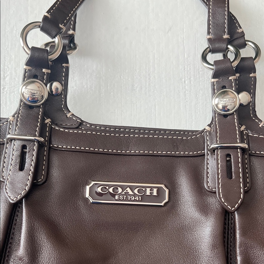 Coach Dark Brown Leather Shoulder Bag - Picture 4 of 13